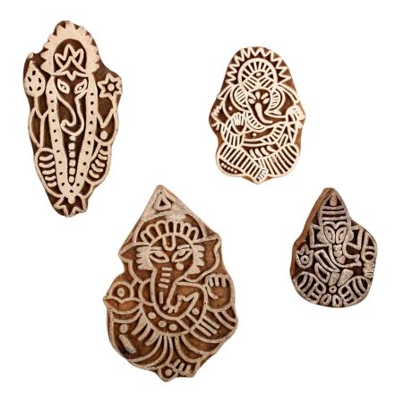 Set of 4 Piece New Mix Wooden Printing Block